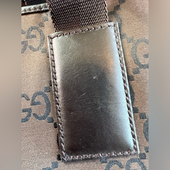 Gucci Brown & Black Tote w/GG Pattern Canvas/Leather & Dual Canvas Straps - Picture 11 of 13